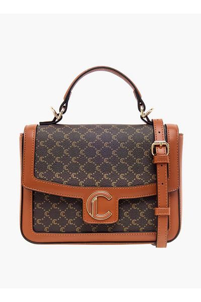 Le Confort Monogram Print Crossbody Bag with Flap Closure and Strap