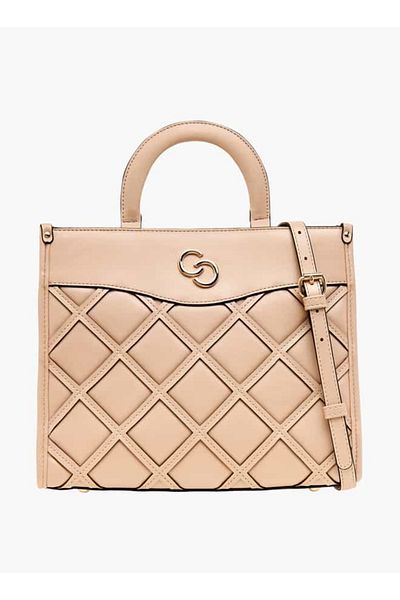 Celeste Textured Tote Bag with Detachable Strap and Zip Closure