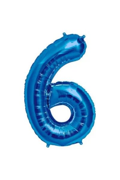 eğlencemarketi Dark Blue Number Foil Balloon - 6 (34 Inch 76 cm)