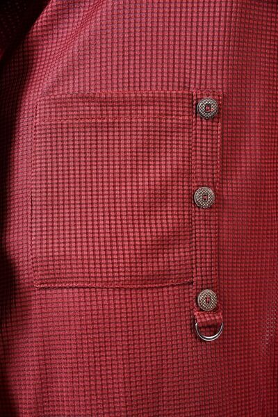 Ferace Claret Red Hijab Honeycomb Fabric Long Cardigan - Buttoned Sleeves