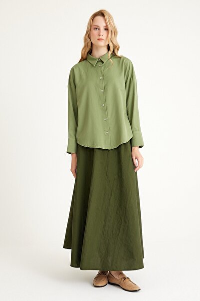 QANU Green Poplin Short Shirt