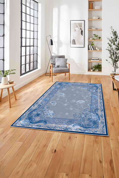 Napoli Home Baskılı Klasik Çiçek Motifli Yıkanabilir Kaymaz Taban Yolluk Mutf...