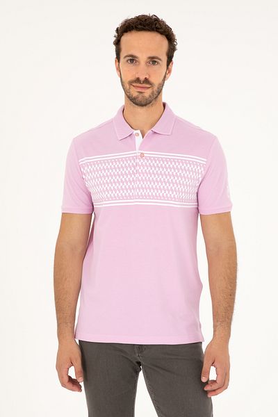U.S. Polo Assn. Ανδρικό μπλουζάκι με κανονική εφαρμογή Polo Neck Pink 50281927 -vr041