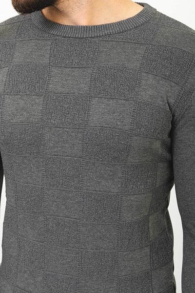 Mcr Checkered Slim Fit Crew Neck Men's Sweater Anthracite - 11368.22K