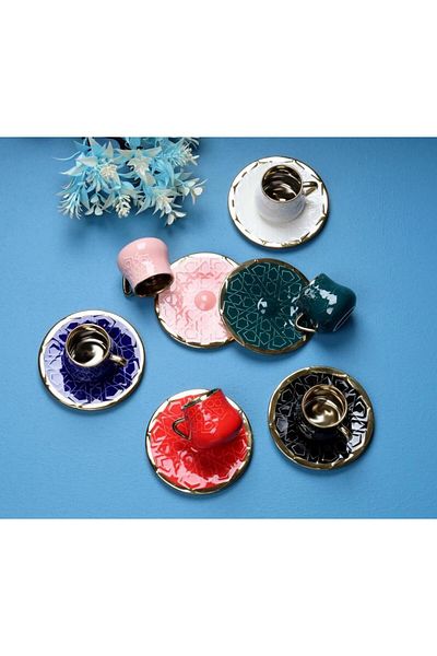 AROW 6-Piece Colorful Porcelain Coffee Set Tr-3312