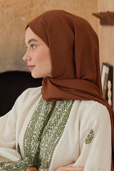 Modakaşmir Σάλι με μοτίβο δαχτυλιδιών της σειράς Soft Jacquard