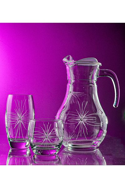 DECOCIA Pudgy 25 Pieces 12 Person Water and Soft Drink Cutting Cup Set with Mira Pattern