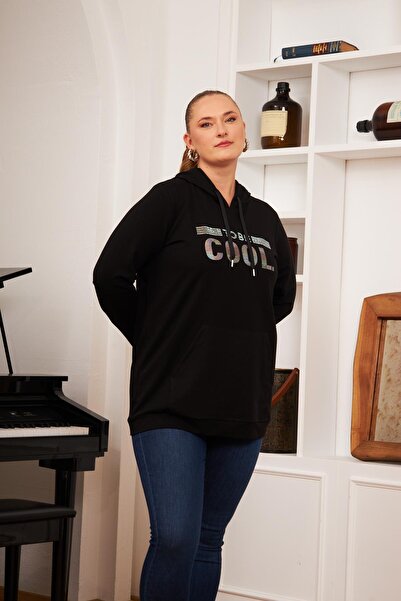 RMG Φούτερ με στάμπα σε πέτρα, σκούρο μαύρο