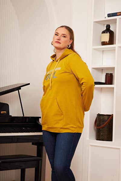 RMG Φούτερ Dark Oliv Plus Size Stone με στάμπα