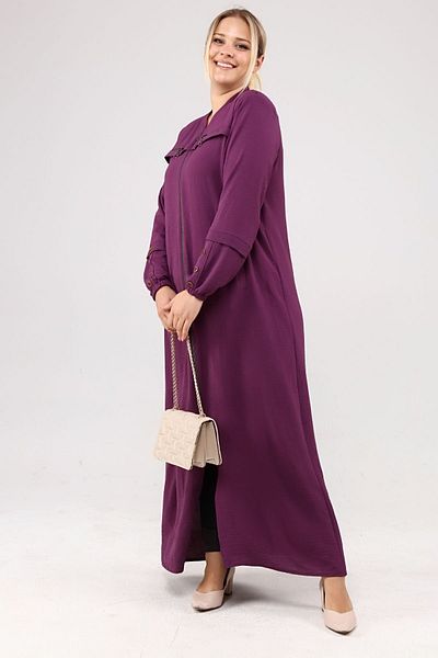 Ferace Rochie Hijab Damă Cik Fermoar Ayrobin Plum