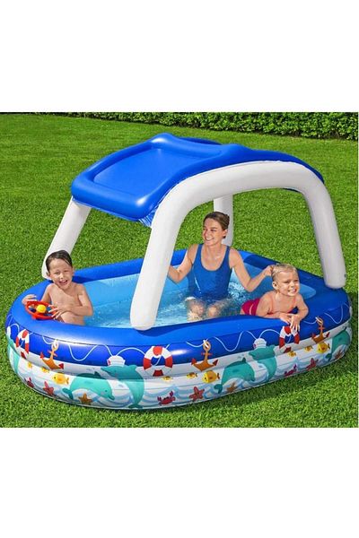 BESTWAY 54370 Large Size Rectangular Inflatable Family Pool 213X155X132