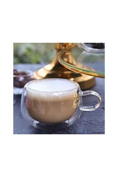 Perotti Price for 2 pieces of 280 ml glass cup with double glass lid handle