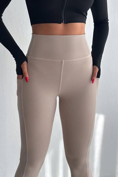 adba style Colanți de fitness pentru femei cu talie înaltă, cu buzunare duble, 4014
