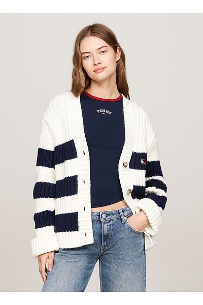 Tommy Jeans Tjw Rwb Back Flag White Women's Cardigan Cardigan - Ext