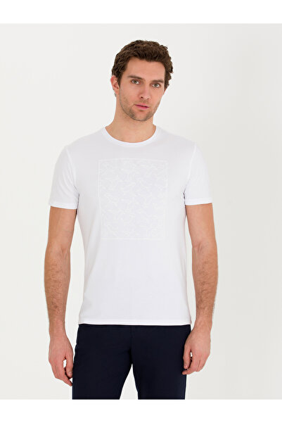 Cacharel Beyaz Bisiklet Yaka Slim Fit T-Shirt 50266621-VR013