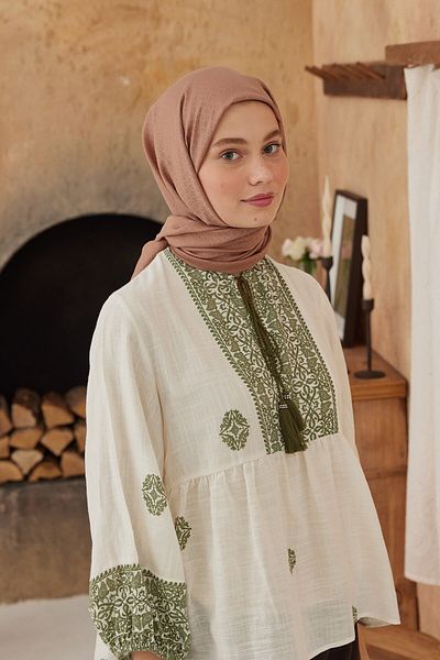 Modakaşmir Σάλι με μοτίβο δαχτυλιδιών της σειράς Soft Jacquard