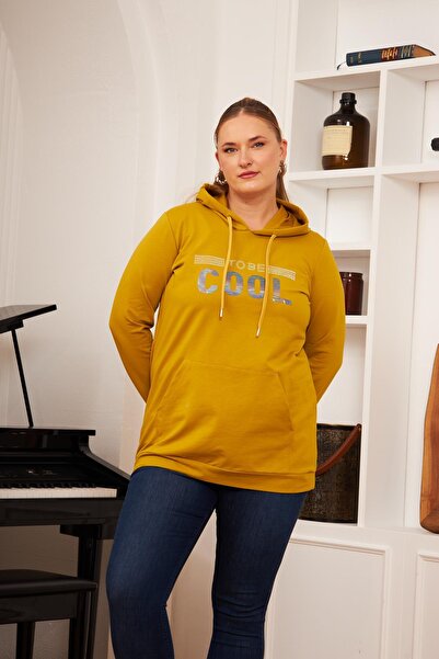 RMG Φούτερ Dark Oliv Plus Size Stone με στάμπα