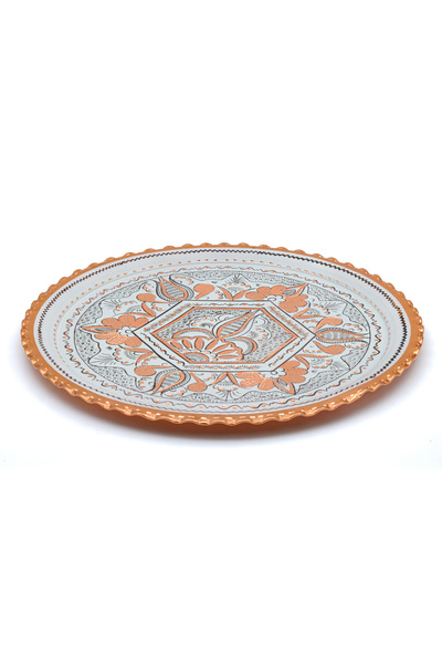 Erizas Legacy Yuvarlak İşlemeli Bakır Servis Tepsisi 29 Cm