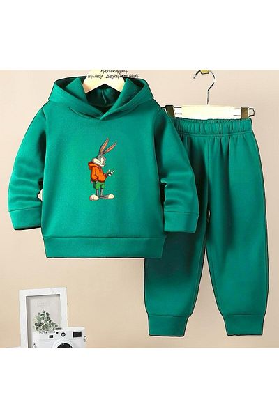 BENROMA Unisex Kids Tracksuit Set - Rabbit Printed, Oversize Fit