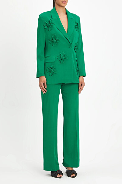 SERPİL Oversize Çiçek Detaylı Kadın Yeşil Takım 40089