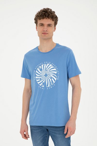 U.S. Polo Assn. Ανδρικό μπλουζάκι με κανονική εφαρμογή με λαιμόκοψη σκούρο μπλε 50282009 -vr032