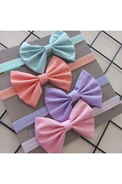 MARS BABY مجموعة من 4 قطع باندانا على شكل فيونكة متعددة الألوان للفتيات الصغيرات