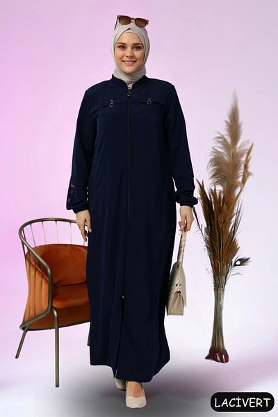 Ferace Γυναικείο φόρεμα Hijab μεγάλου μεγέθους με μακρύ φερμουάρ