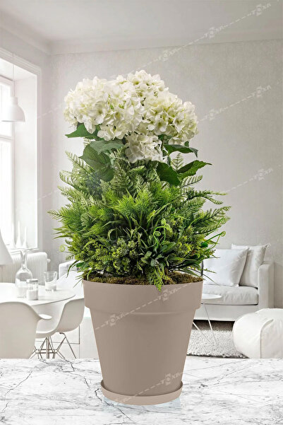 ToXA Yalı Saksı 10 Litre No5 Latte Kahve 28cm Tabaklı Drenajlı Izgaralı Mat P...