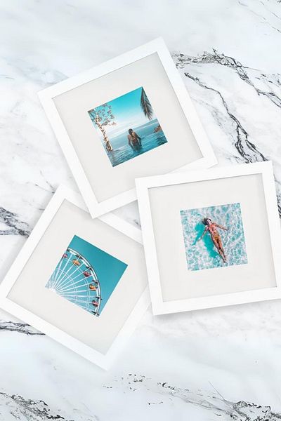 Craftstore White Pola Frames - Adhesive, Removable, 14X14Cm with Photo, 3 Pcs