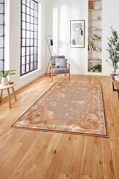 Napoli Home Baskılı Klasik Çiçek Motifli Yıkanabilir Kaymaz Taban Yolluk Mutf...