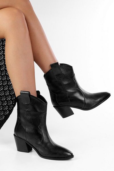 Shoeberry Damen-Cowboystiefel Vega aus schwarzem Leder