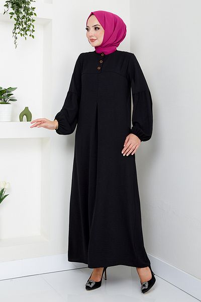 ModaMerve Black Elastic Cuff Dress - 2400Hbs932-M
