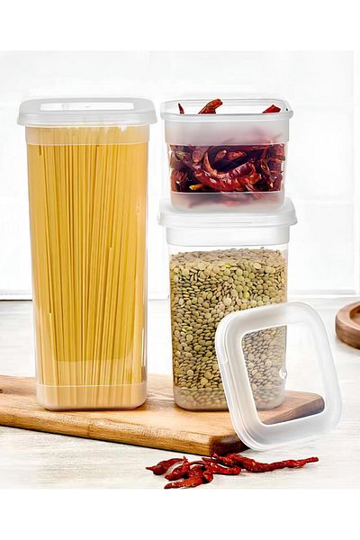 Kapris White Food Container - Set of 3 (1700ml 1100ml 500ml)