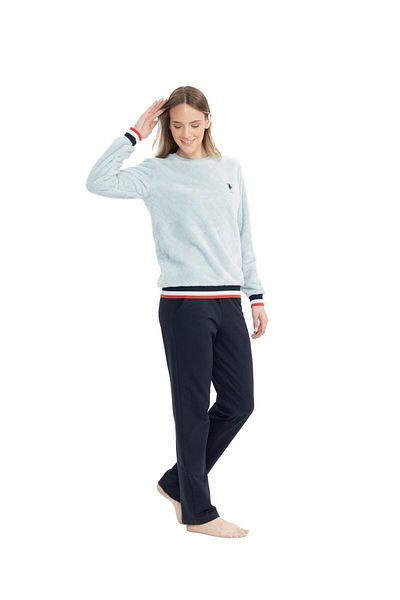 U.S. Polo Assn. BAZA. Polo Assn. Set de pijamale cu mânecă lungă și gât rotund pentru femei S25079