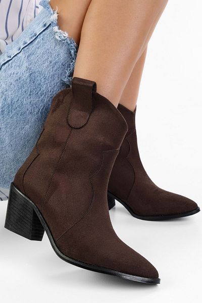 Shoeberry Vega Bitter Brown Wildleder-Cowboystiefel für Damen