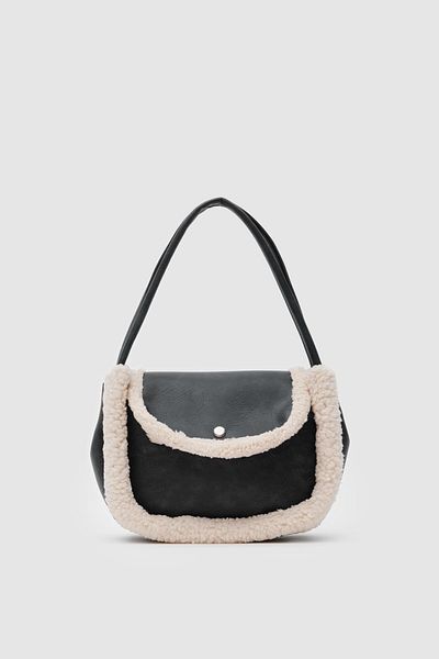 Shule Bags Geantă Sam Furry pentru mână și crossbody neagră