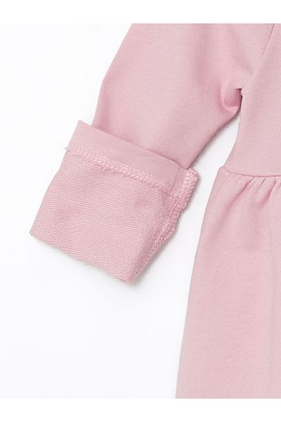LC Waikiki Βρεφικό φόρεμα Lcw Eco Pink Crew με μακρυμάνικο λαιμόκοψη