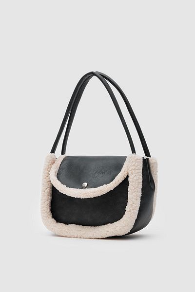 Shule Bags Geantă Sam Furry pentru mână și crossbody neagră