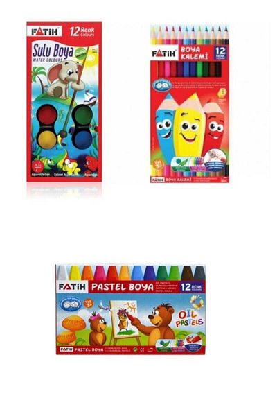 Fatih Dry Color Pastel Paint Watercolor Set 12 B.s