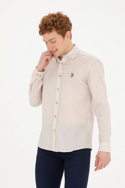 U.S. Polo Assn. Мъжка риза с дълъг ръкав в цвят „Каменна“ 50282609-VR049