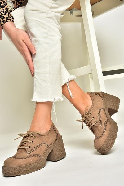 Fox Shoes T 996157002 Mink Suede - Дамски боти с дебел ток