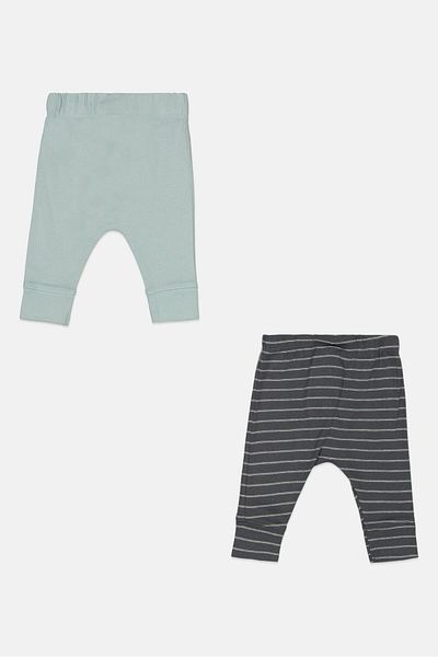 Carter's Toddlers Girl 2 Piece Plain And Stripe Pull On Pant, Grey