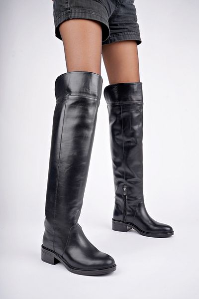 NOSEY SHOES MODEL ICONA PIELE VERITĂ CIZME LUNGI DE FEMEIE CU FERMOAR LATERAL CU FERMOAR