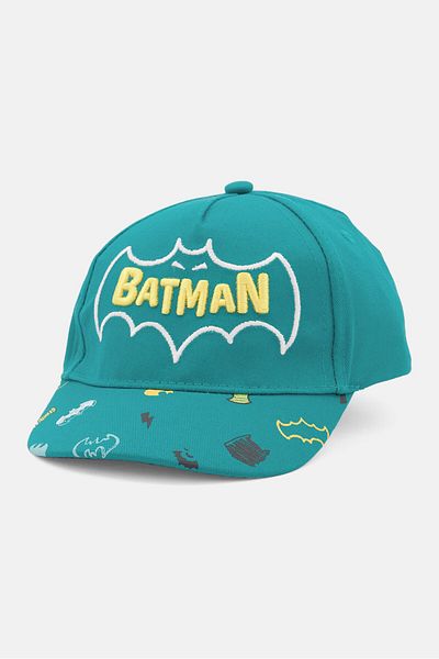 Batman Kids Boy Embroidered Logo Adjustable Cap, Mint Blue