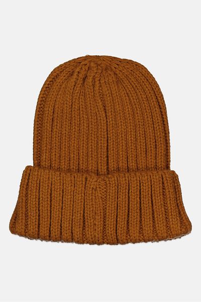 Outdoor Life Men Brand Logo Knitted Beanie, Brown