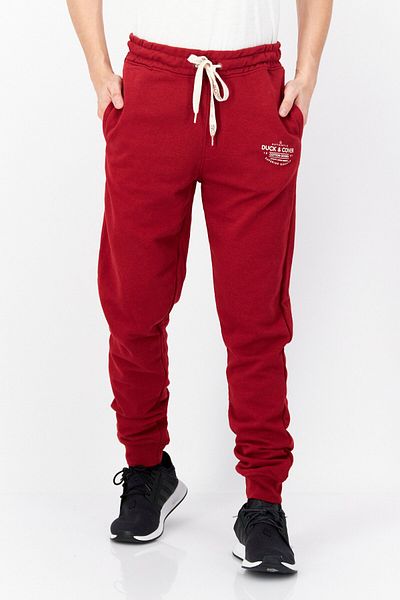 Duck and Cover Men Drawstring Brand Logo Sweatpants, Red
