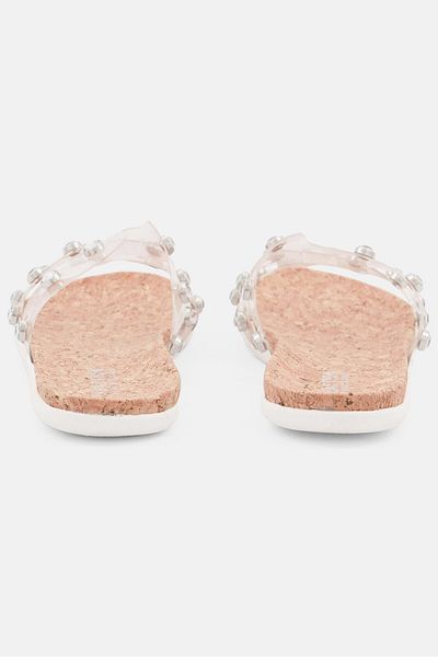Kenneth Cole Women Slim Band Stud Slip On Flats, Transparent