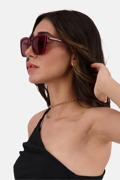 Balenciaga Women BB0160S-004 Sunglasses, Maroon