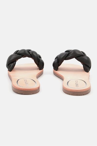 Kenneth Cole Women Brand Logo Slip On Flats, Black Combo