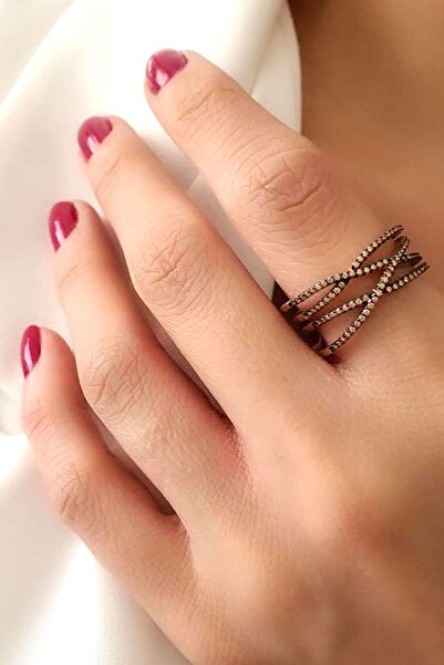 OSESHOP Sitrin taşlı gümüş rose yüzük